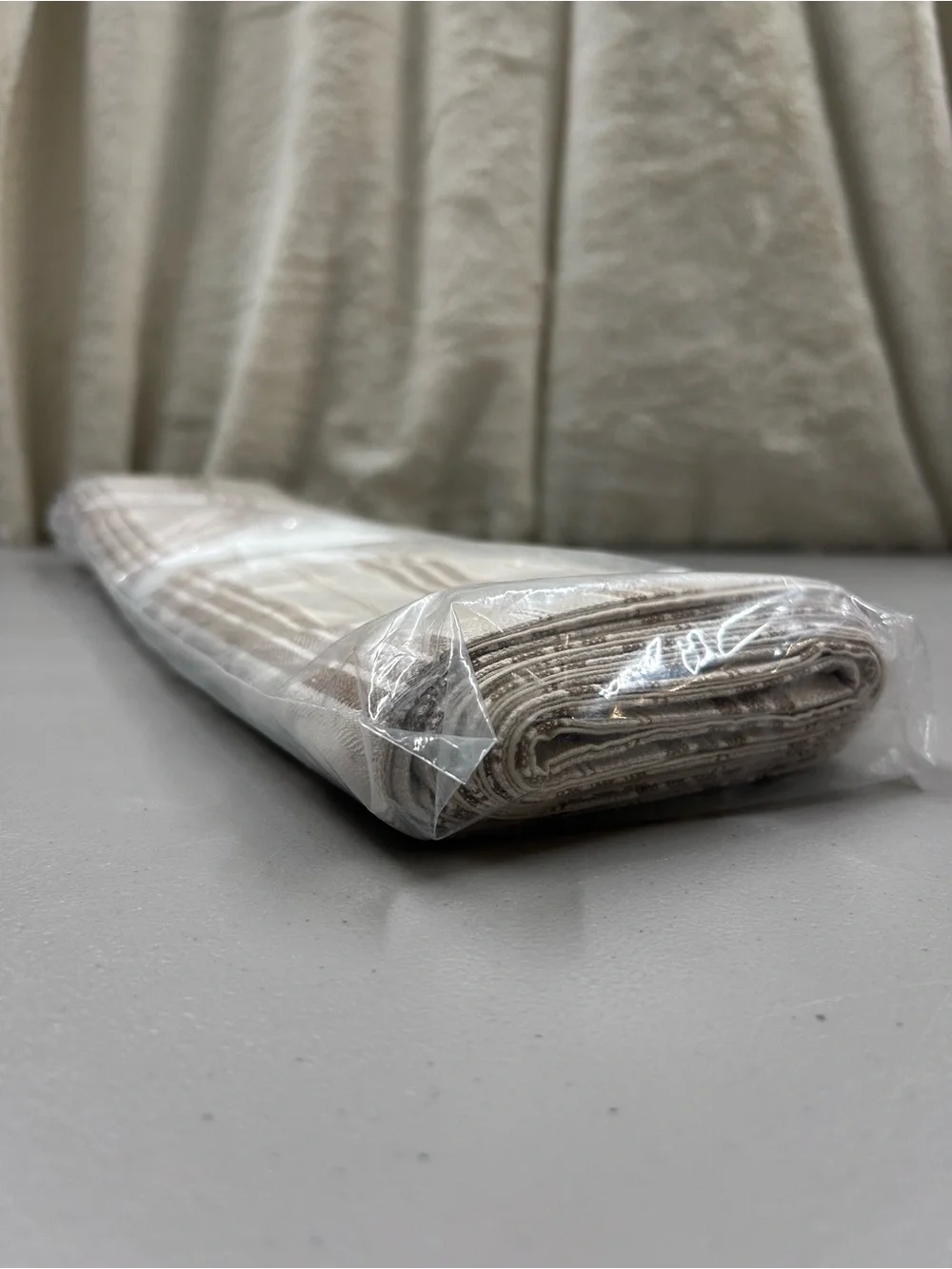 Pottery Barn Colette Stripe Tan Cotton Linen Table Runner Dining 18